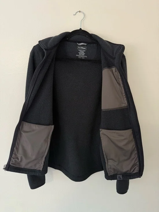 L.L. Bean Black Men's Zipped Fleece Jacket Size Small Regular Outdoors Granola - Picture 5 of 9